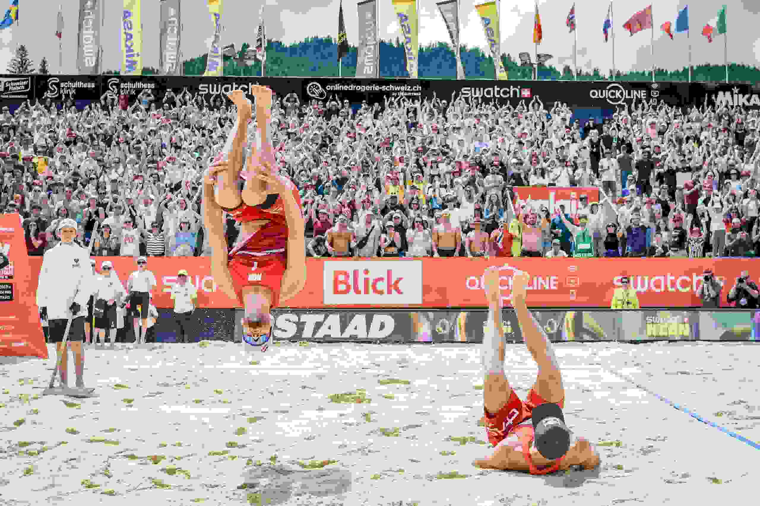 mol sorum, cheer, backflip, gstaadion, center court, win