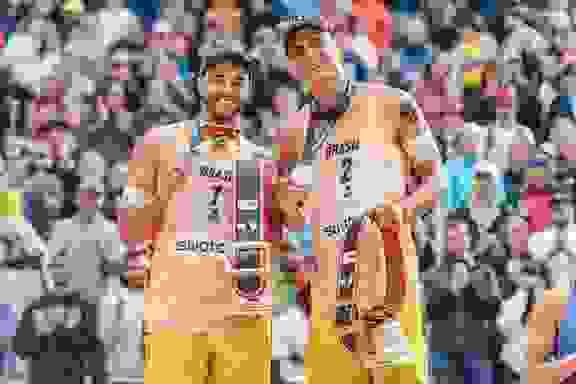 George & Andre, Siegerjubel, Podest, Silbermedaille, Kuhglocke