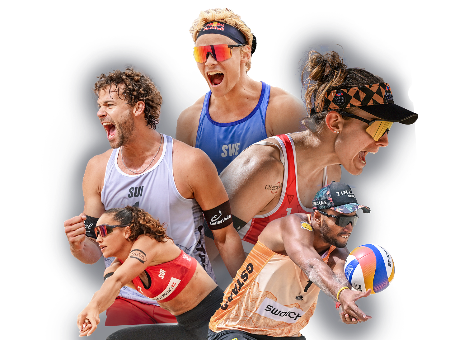 Montage Swatch Beach Pro Gstaad, Ahman, Krattiger, Hüberli, Vergé-Dépré, George