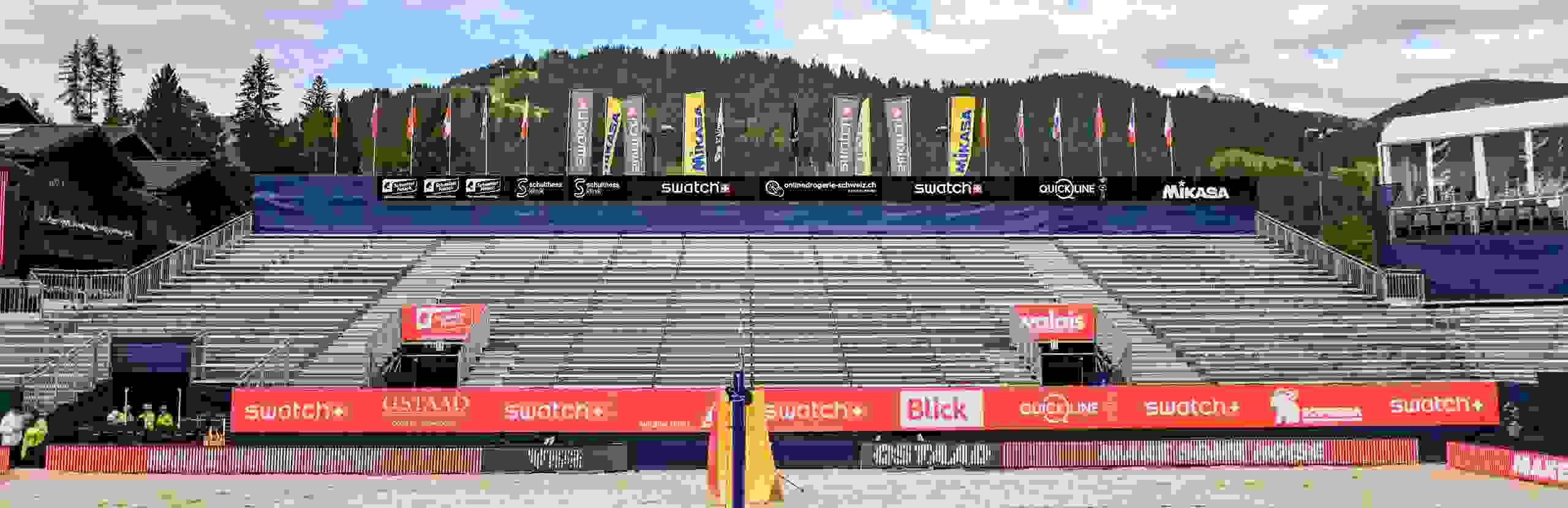 Center court, advertisment, grand stand, branding