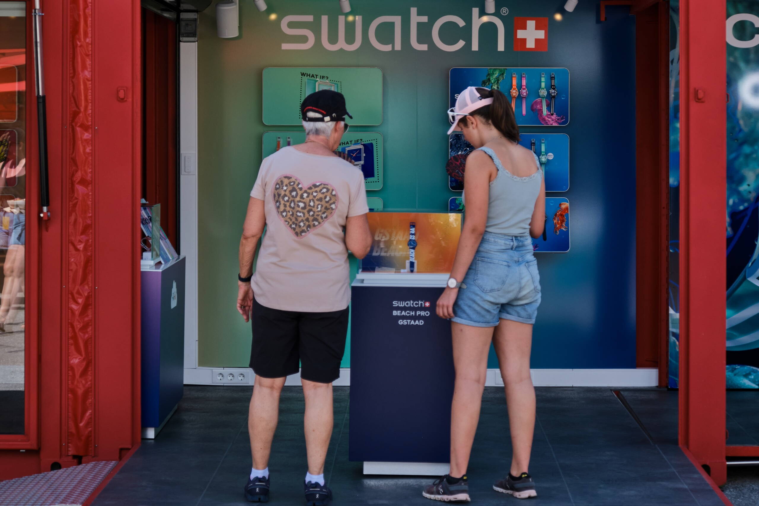 beach village, booths, swatch watch