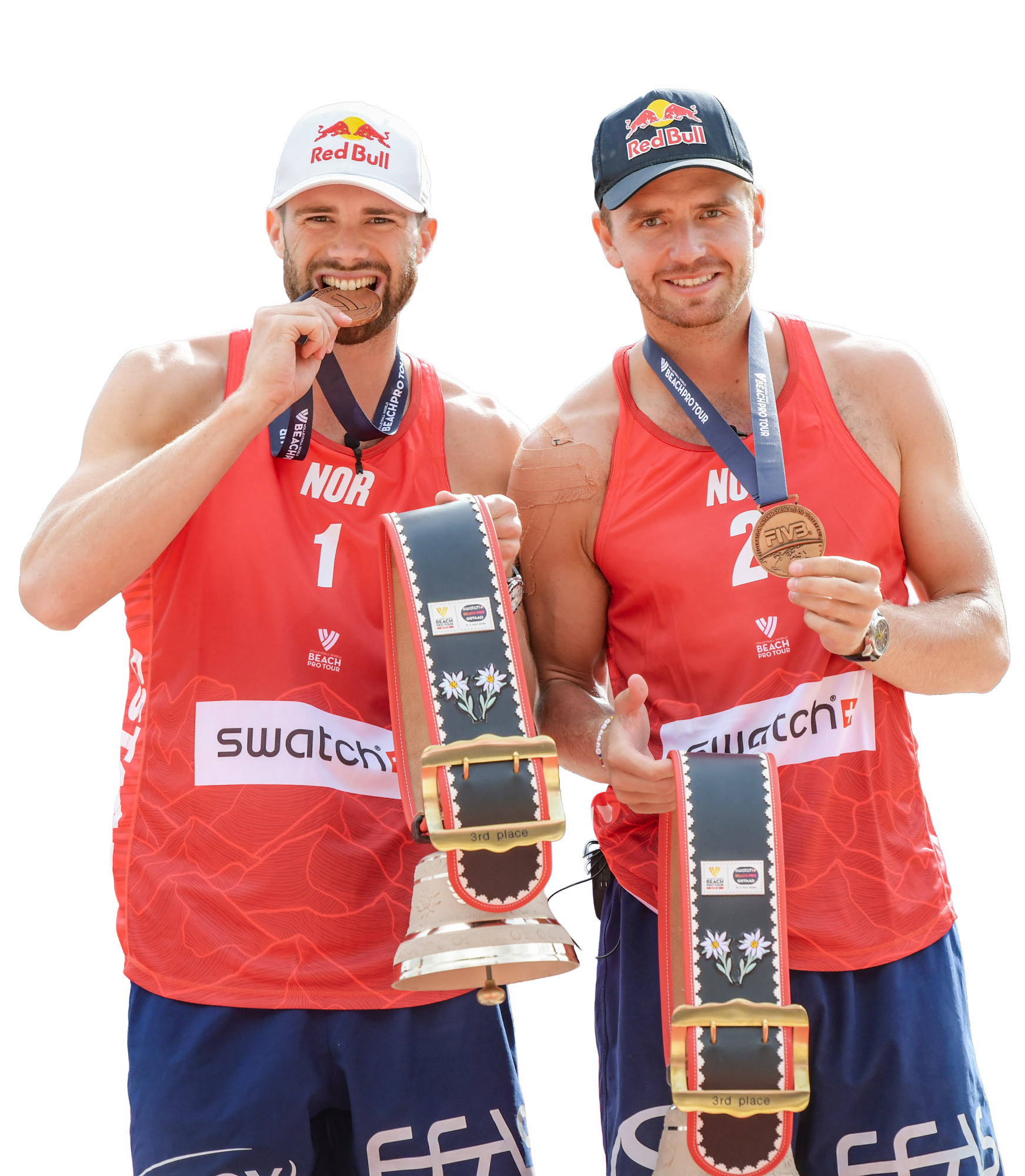 beach-gstaad-teaser-unterkuenft-gstaad-kuhglocken.png Mol & Sorum, Siegerbild, Bronzemedaille, Podest, Kuhglocken, Jubel