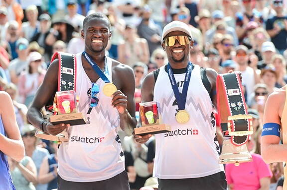 cherif_ahmed.jpg Cherif & Ahmed, winners, podium, medal ceremony, medals, cowbells, cheer